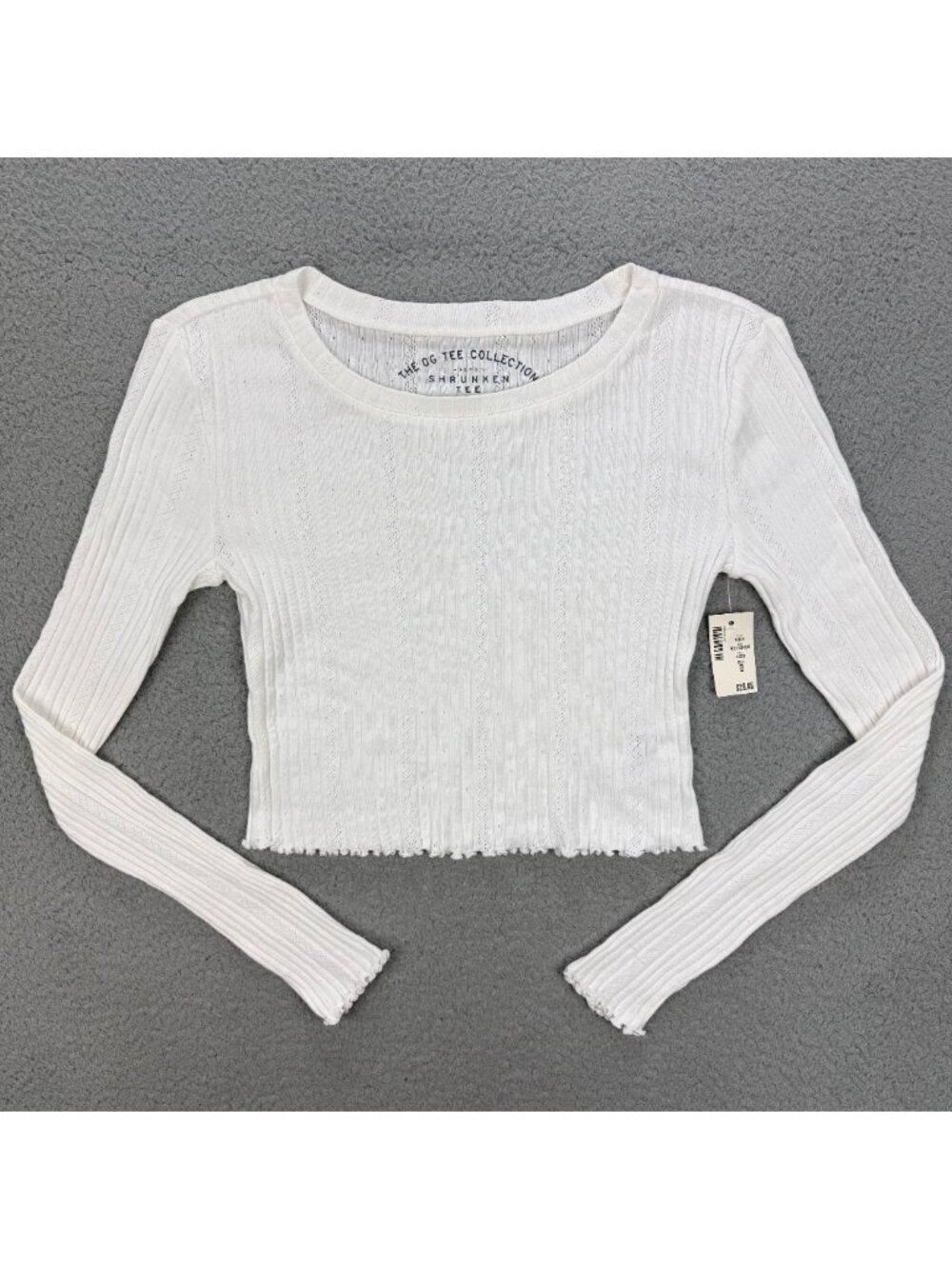 Aeropostale Shirt Small White OG Tee Collection Shrunken Long Sleeve Crop Top